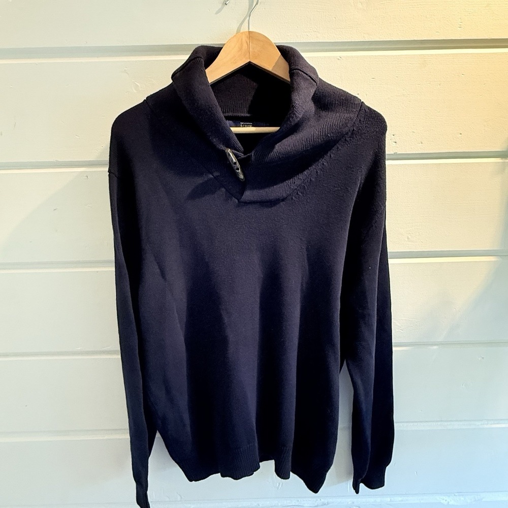 J.CREW Sweater Men's Size Large 100% Cotton Sweater Cowl Neck 1-Button Pull-over